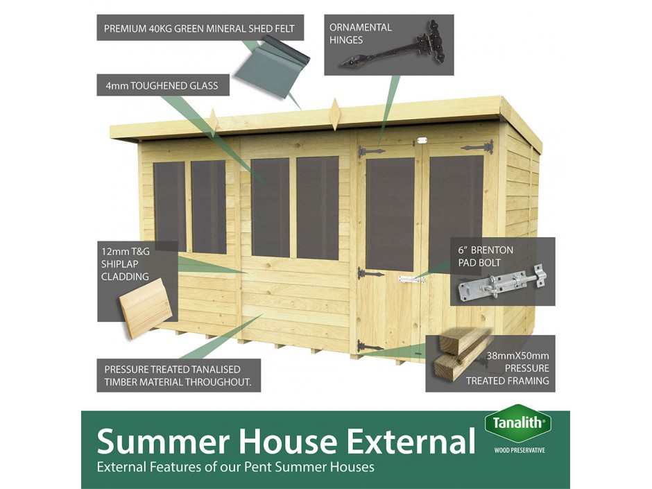 10ft x 8ft Pent Summer House