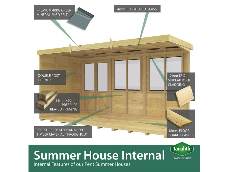 10ft x 8ft Pent Summer House